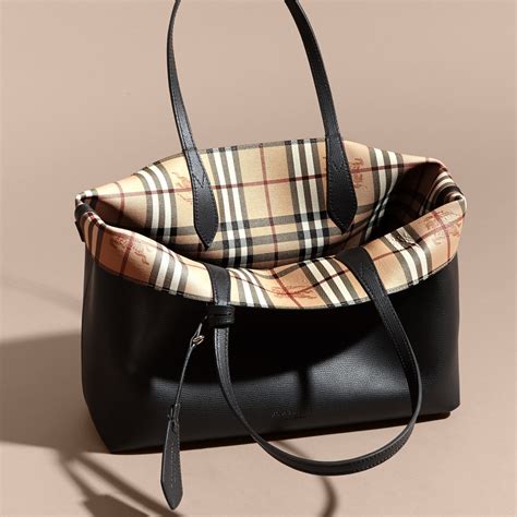 burberry leather tote black|Burberry leather brown tote bag.